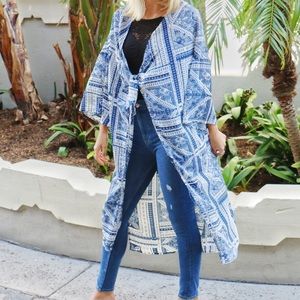 blue print kimono